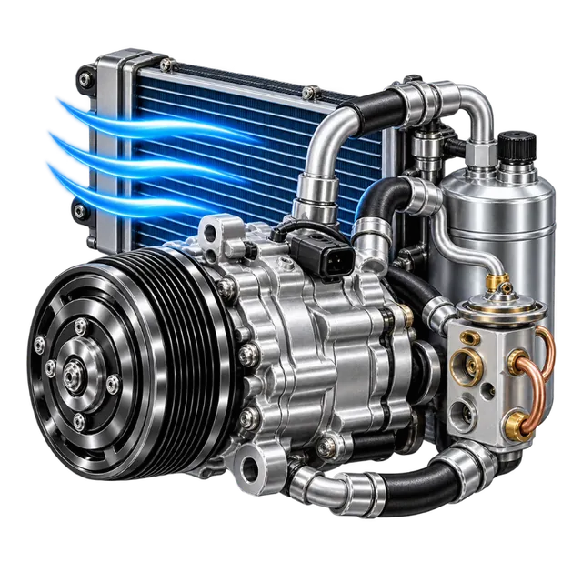 Car AC — compressor and major components