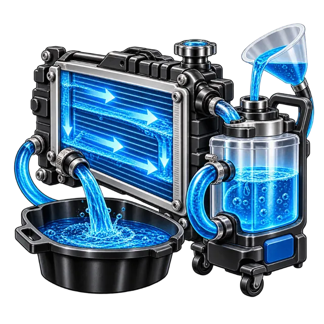 Coolant — draining, flushing and refilling